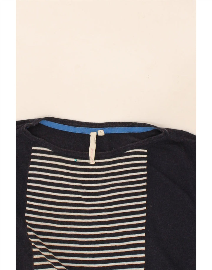 WHITE STUFF Womens Boat Neck Jumper Sweater UK 12 Medium Navy Blue Striped Vintage White Stuff and Second-Hand White Stuff from Messina Hembry 