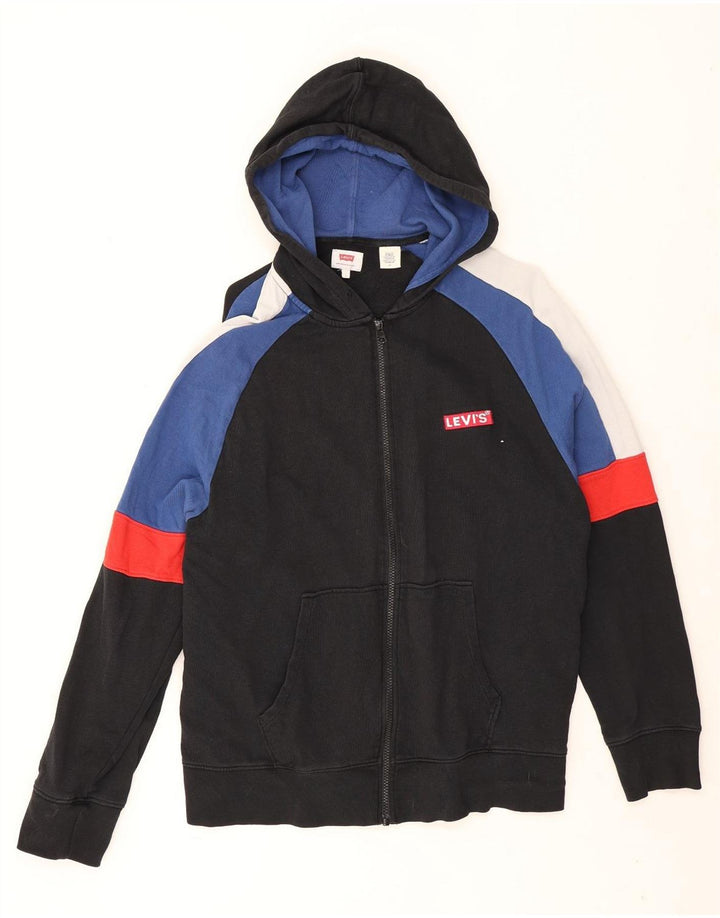 Levi's Mens Zip Hoodie Sweater Large Black Colourblock Cotton