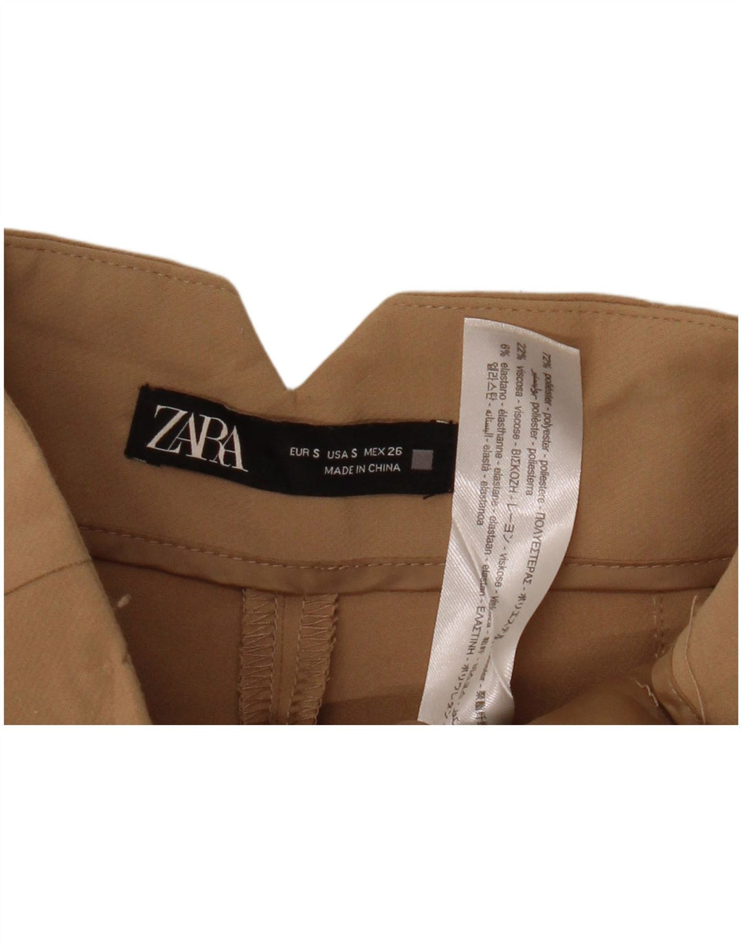 Zara Womens Tapered Chino Trousers Small W26 L27 Beige Polyester