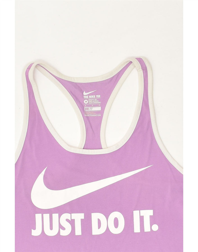 NIKE Womens Dri Fit Graphic Vest Top UK 12 Medium Purple Cotton | Vintage Nike | Thrift | Second-Hand Nike | Used Clothing | Messina Hembry 