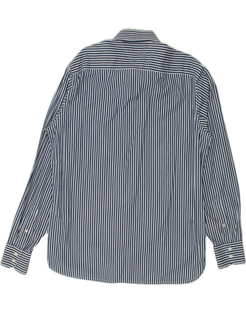 TOMMY HILFIGER Mens Shirt Large Navy Blue Striped Cotton | Vintage Tommy Hilfiger | Thrift | Second-Hand Tommy Hilfiger | Used Clothing | Messina Hembry 