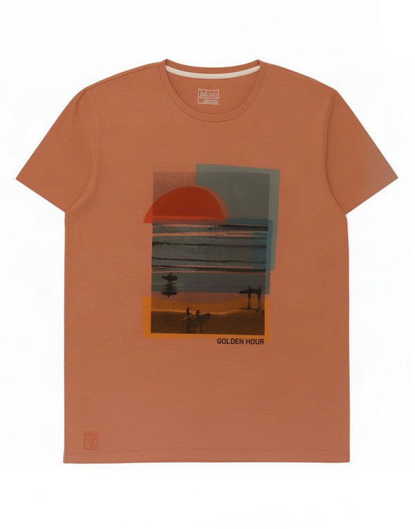 Fat Face Mens Graphic T-Shirt Top Large Orange Flecked Cotton
