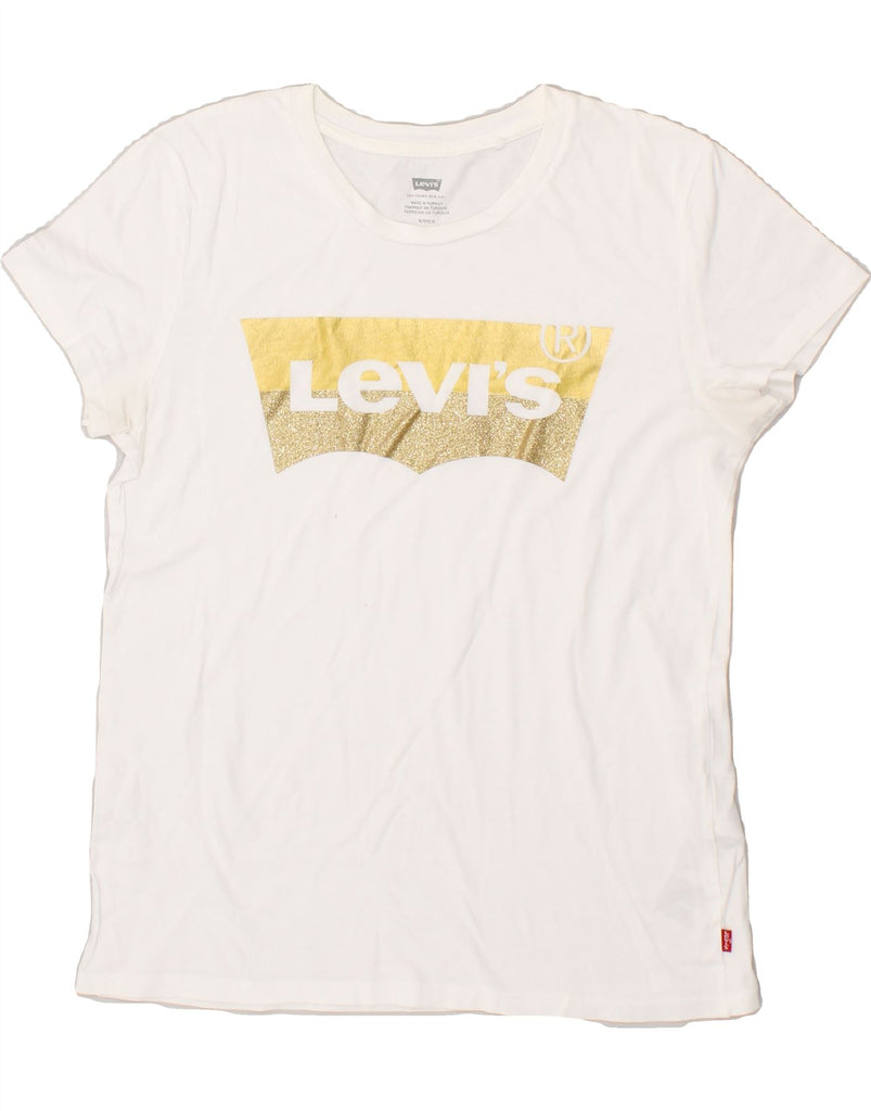 LEVI'S Womens Graphic T-Shirt Top UK 10 Small White Cotton | Vintage Levi's | Thrift | Second-Hand Levi's | Used Clothing | Messina Hembry 