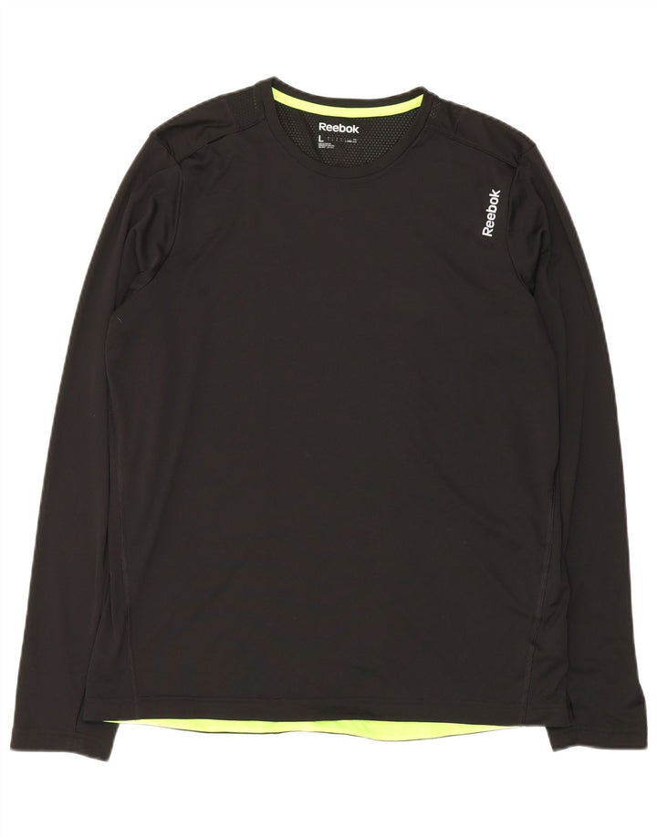 Reebok Mens Top Long Sleeve Large Black Polyester
