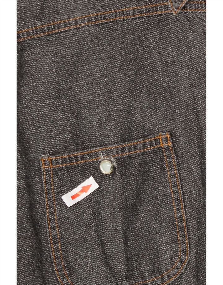 C'EST COMMECA Womens Denim Shirt UK 16 Large Grey