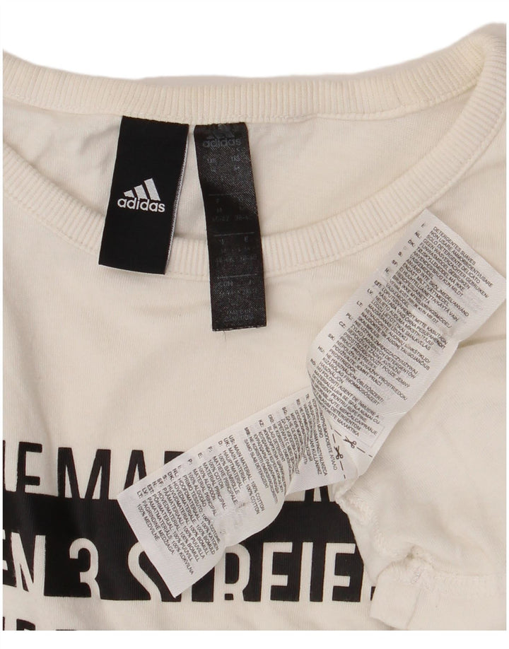 Adidas Womens Graphic T-Shirt Top UK 12/14 Medium White Cotton