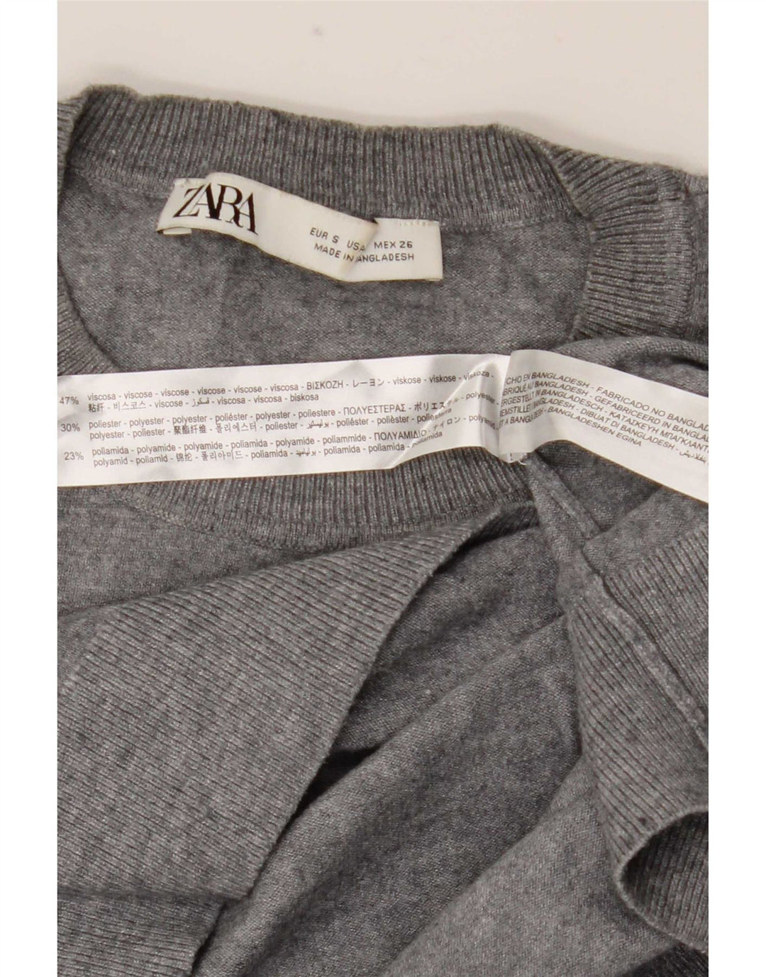 Zara Mens Crew Neck Jumper Sweater Small Grey Viscose
