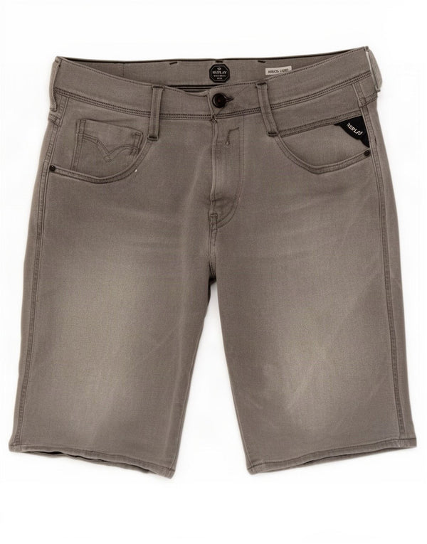 Replay Mens Anbass Denim Shorts W32 Medium Grey Cotton