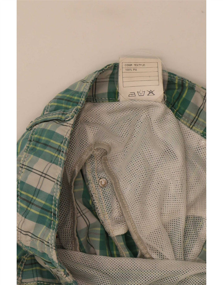 Roy Rogers Mens Swimming Shorts Large Green Check Polyester