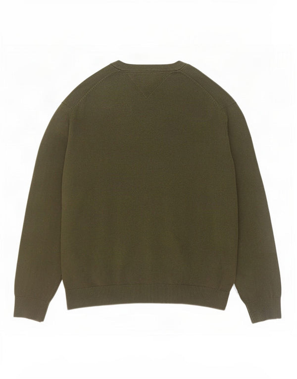 Tommy Hilfiger Mens V-Neck Jumper Sweater XL Khaki Cotton