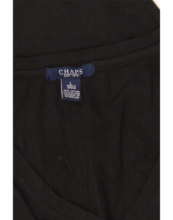 Chaps Womens T-Shirt Top UK 14 Large Black Cotton
