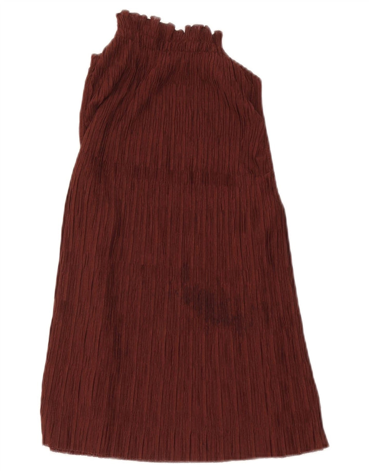 Zara Womens Halter Top UK 10 Small Burgundy Polyester