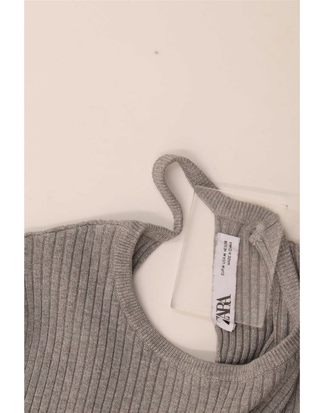 Zara Womens Crop Blouse Top UK 12 Medium Grey