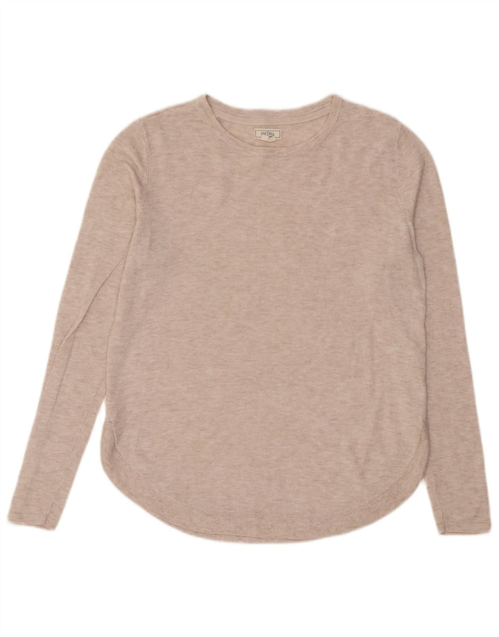 Fat Face Womens Crew Neck Jumper Sweater UK 12 Medium Beige Polyester