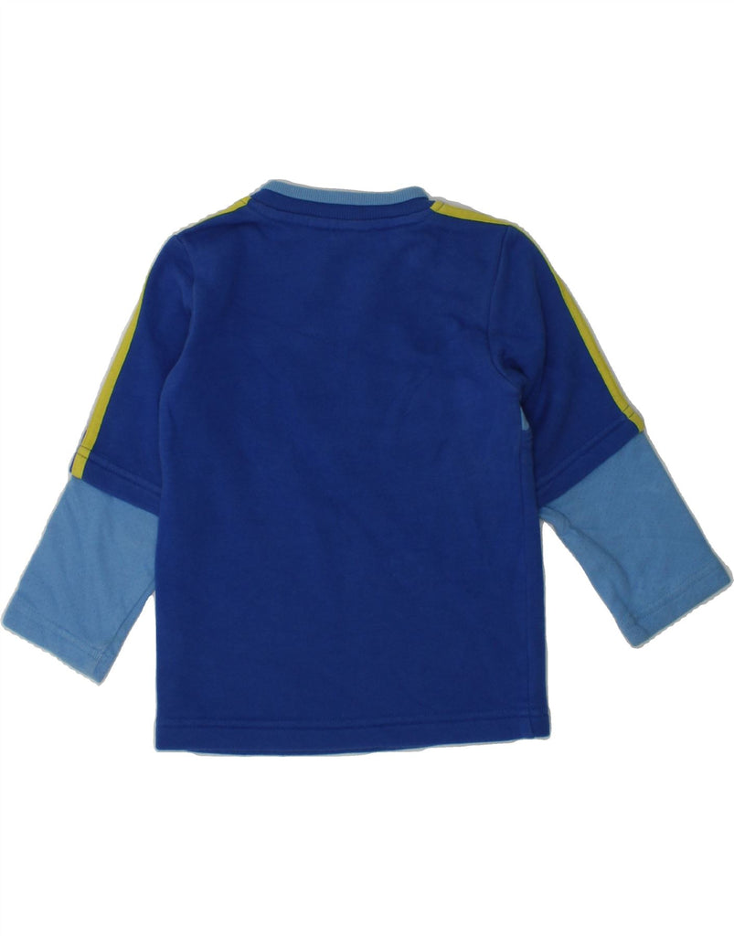 ADIDAS Baby Boys Graphic Sweatshirt Jumper 12-18 Months Blue Colourblock | Vintage Adidas | Thrift | Second-Hand Adidas | Used Clothing | Messina Hembry 