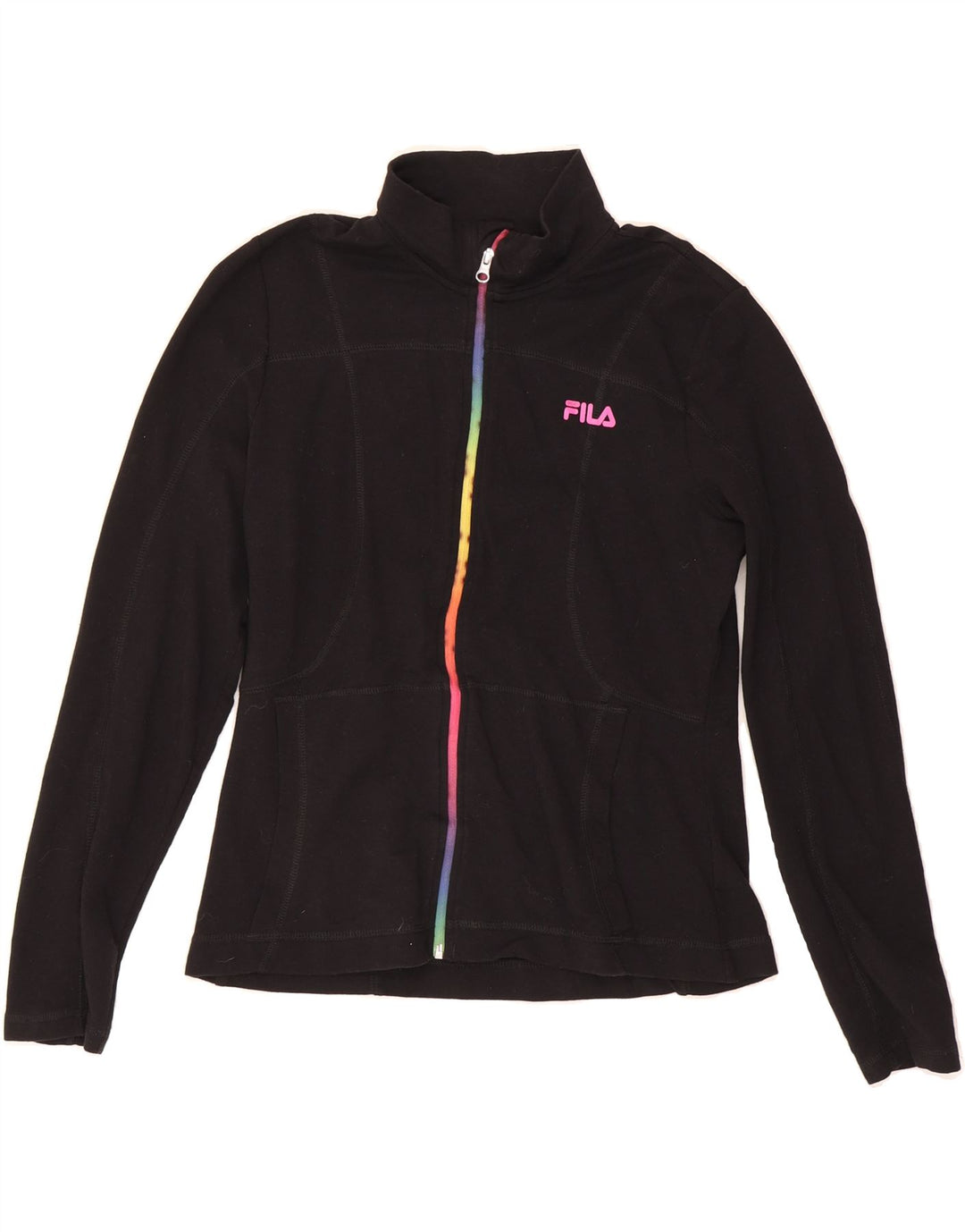 FILA Womens Tracksuit Top Jacket UK 14 Large Black Cotton Vintage Fila and Second-Hand Fila from Messina Hembry 