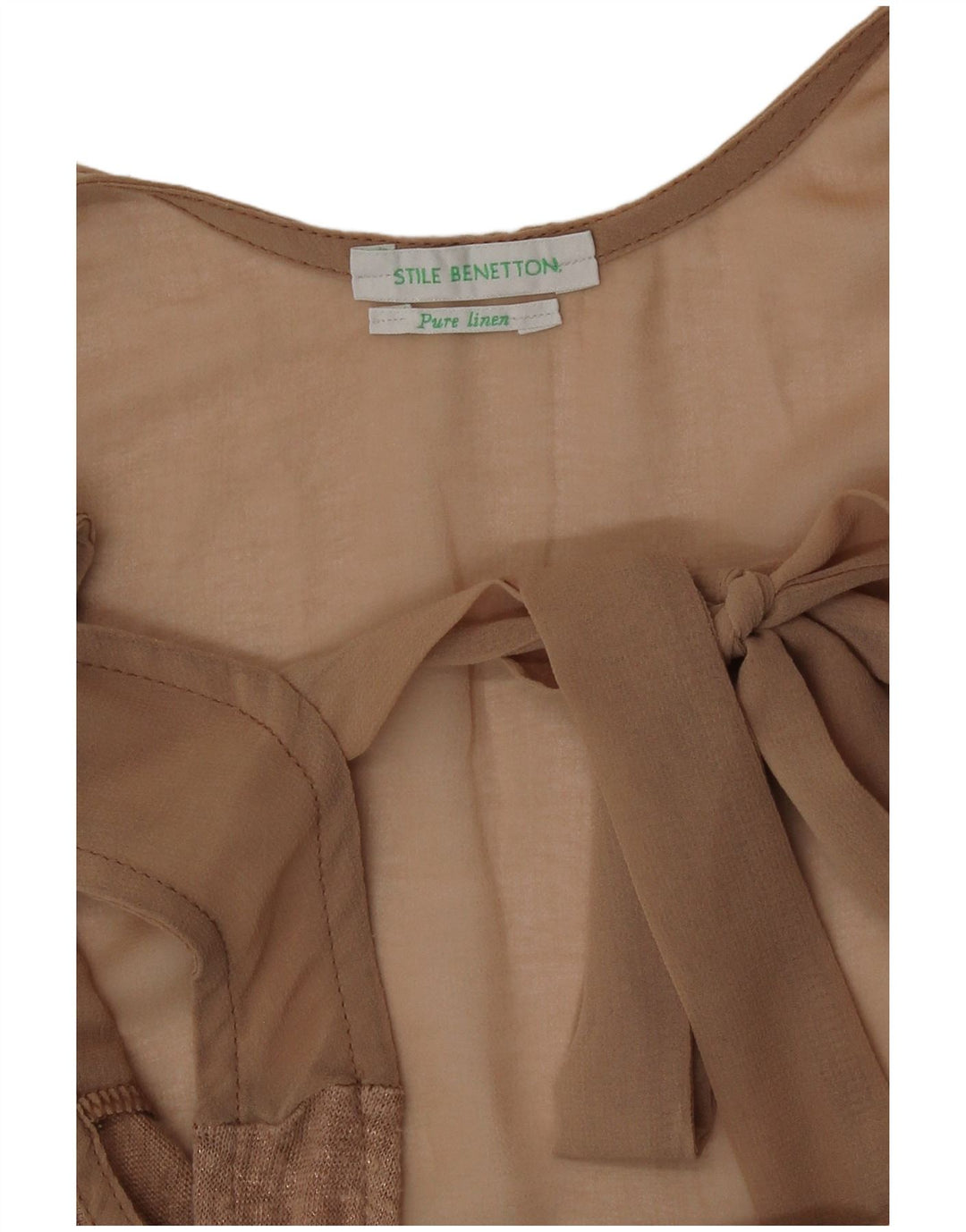 Benetton Womens Vest Top UK 12 Medium Beige Linen