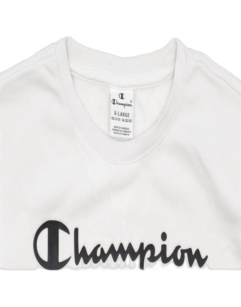 CHAMPION Boys Graphic Sweatshirt Jumper 13-14 Years XL Black Colourblock | Vintage | Thrift | Second-Hand | Used Clothing | Messina Hembry 