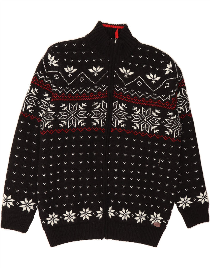 BABISTA Mens Cardigan Sweater UK 40 Medium Black Fair Isle Polyacrylic Vintage Babista and Second-Hand Babista from Messina Hembry 