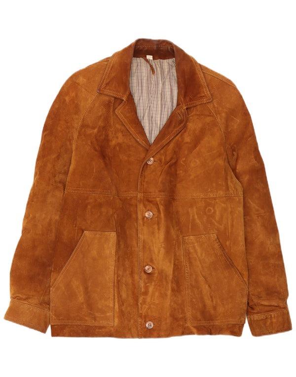 Vintage Mens Suede Jacket IT 50 Large Beige