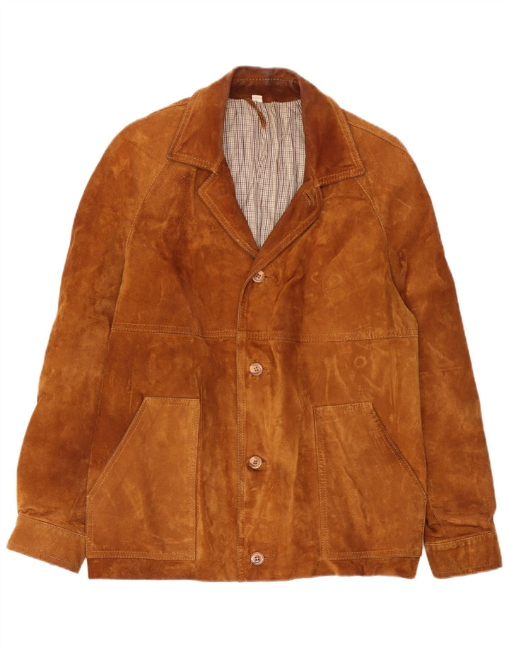Vintage Mens Suede Jacket IT 50 Large Beige