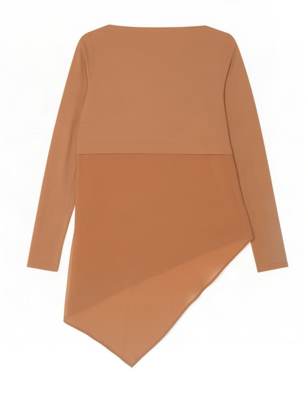 Zara Womens Asymmetric Tunic Top UK 12 Medium Beige