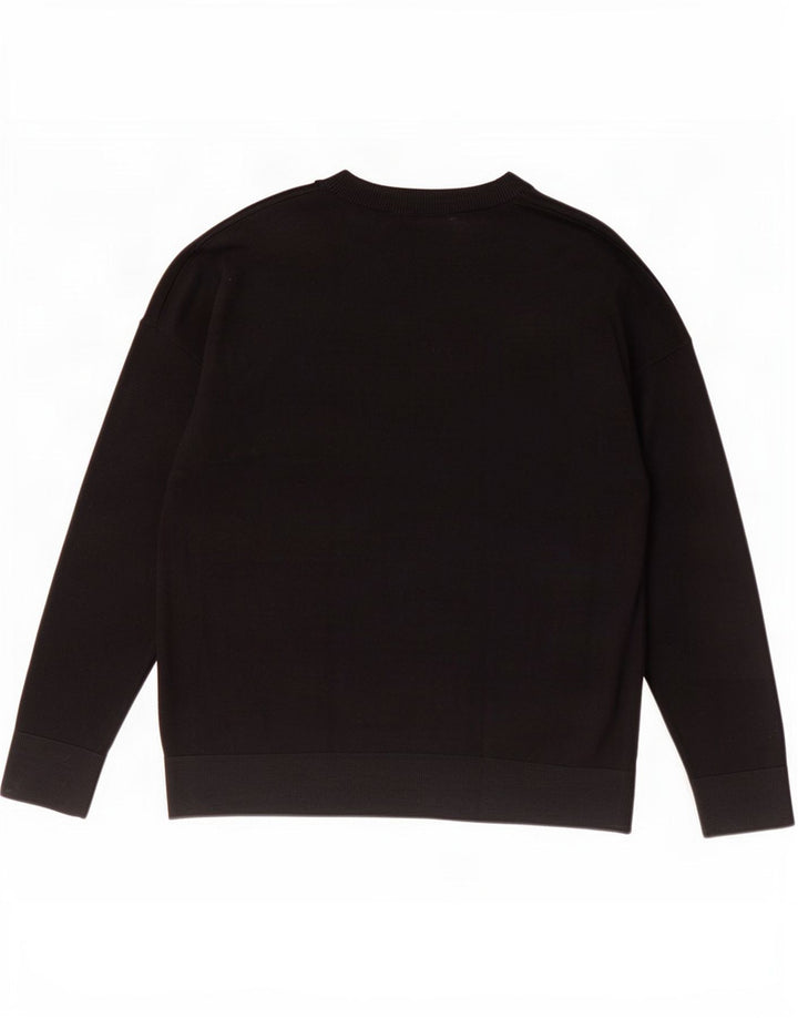 Marks & Spencer Mens V-Neck Jumper Sweater Medium Black Merino Wool