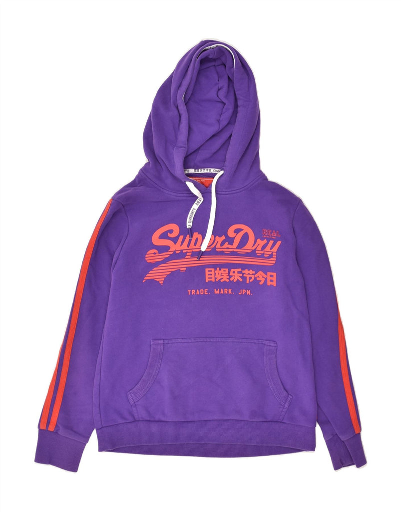 SUPERDRY Womens Graphic Hoodie Jumper UK 14 Large Purple Cotton | Vintage Superdry | Thrift | Second-Hand Superdry | Used Clothing | Messina Hembry 