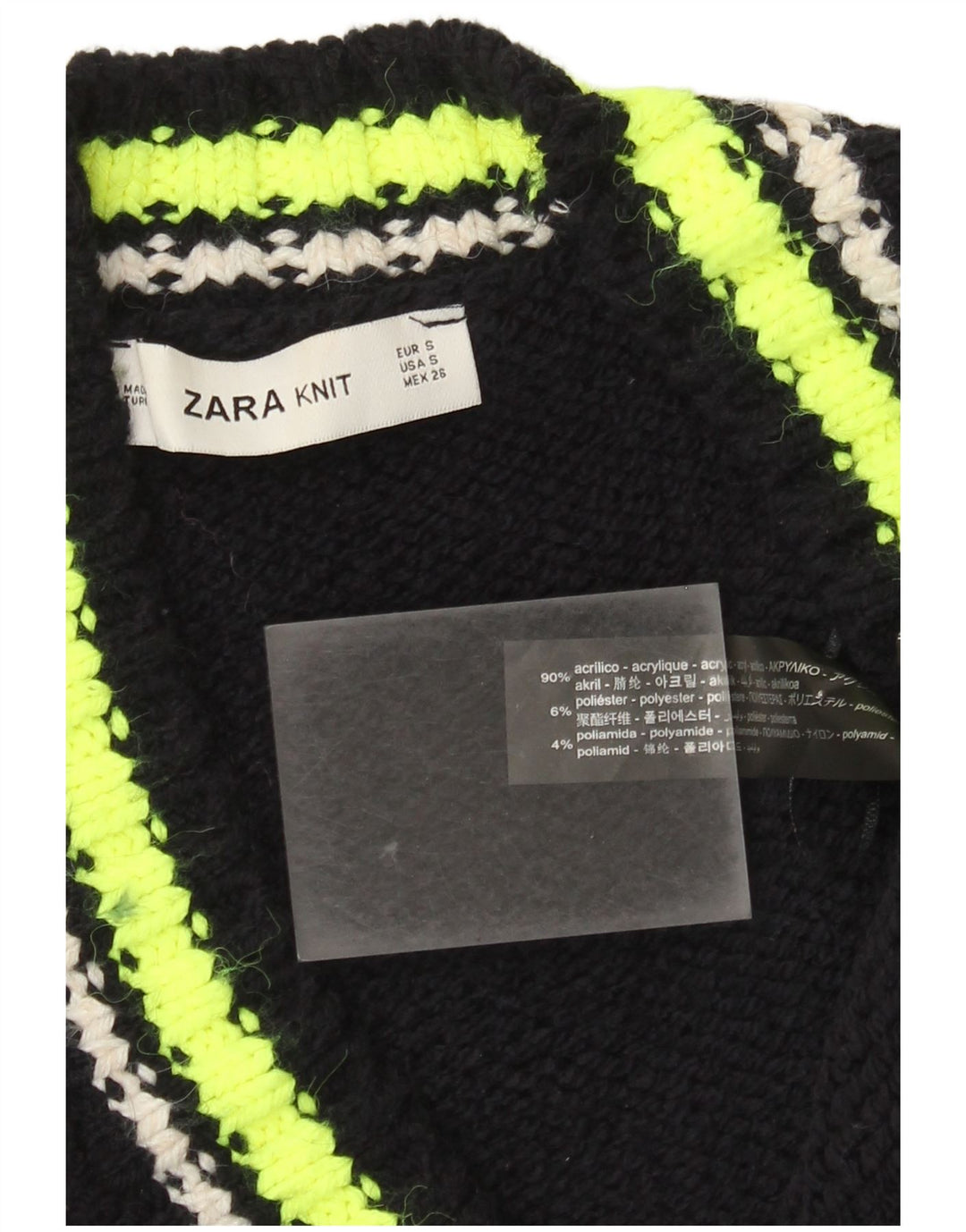 Zara Womens Oversized Cardigan Sweater UK 10 Small Black Colourblock
