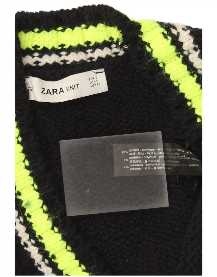 Zara Womens Oversized Cardigan Sweater UK 10 Small Black Colourblock