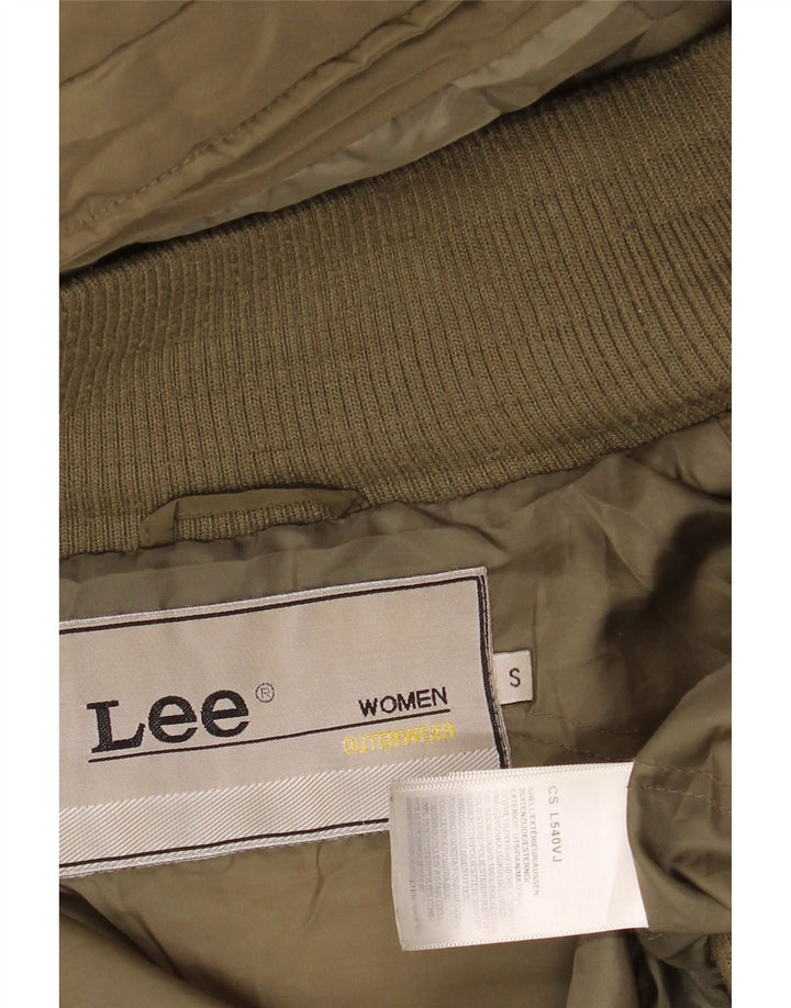 LEE Womens Oversized Hooded Padded Jacket UK 10 Small Khaki Polyester