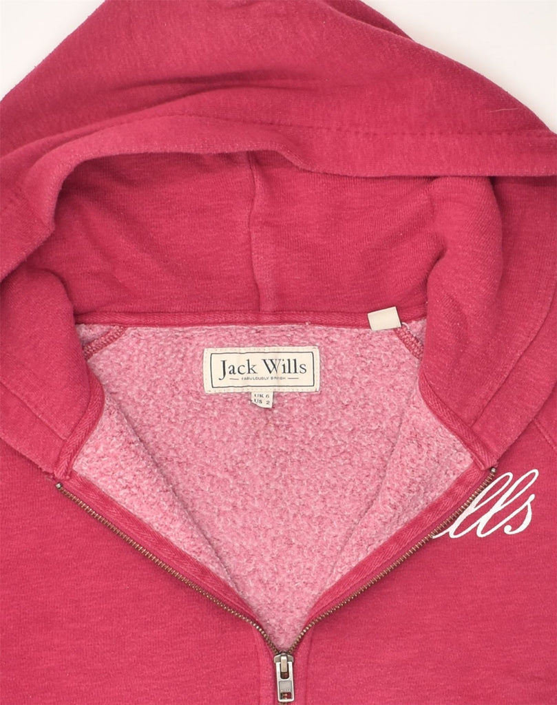 JACK WILLS Womens Zip Hoodie Sweater UK 6 XS Pink Cotton | Vintage Jack Wills | Thrift | Second-Hand Jack Wills | Used Clothing | Messina Hembry 