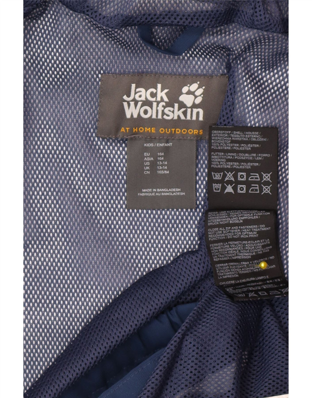 Jack Wolfskin Boys Hooded Rain Jacket 13-14 Years Navy Blue Polyester