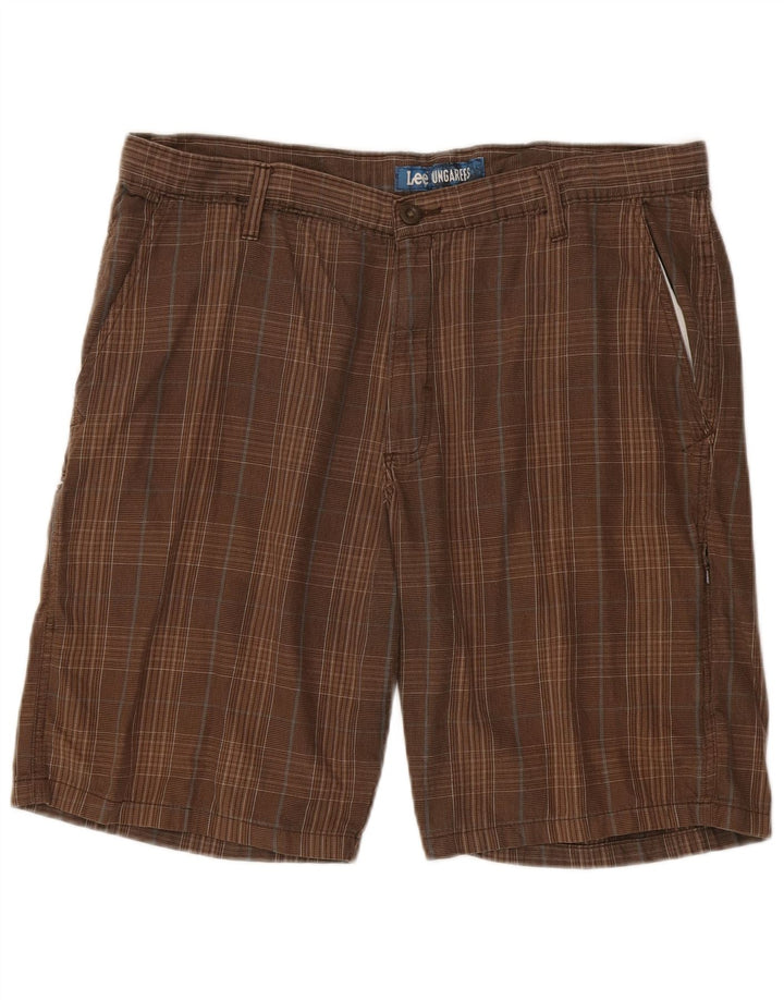 Lee Mens Cargo Shorts W38 XL Brown Check Cotton