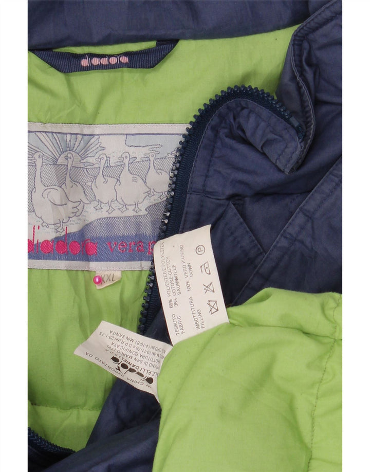 DIADORA Mens Padded Jacket UK 44 2XL Navy Blue Polyester