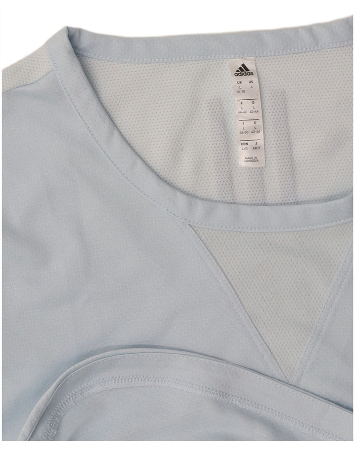 ADIDAS Womens Graphic T-Shirt Top UK 16/18 Large Blue