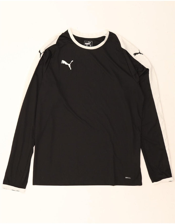 PUMA Mens Top Long Sleeve Large Black Colourblock Polyester Vintage Puma and Second-Hand Puma from Messina Hembry 