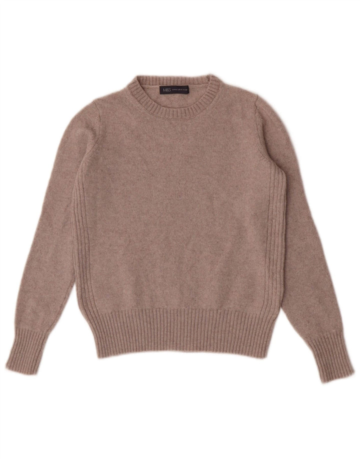 Marks & Spencer Womens Petite Crew Neck Jumper Sweater UK 10 Small Beige