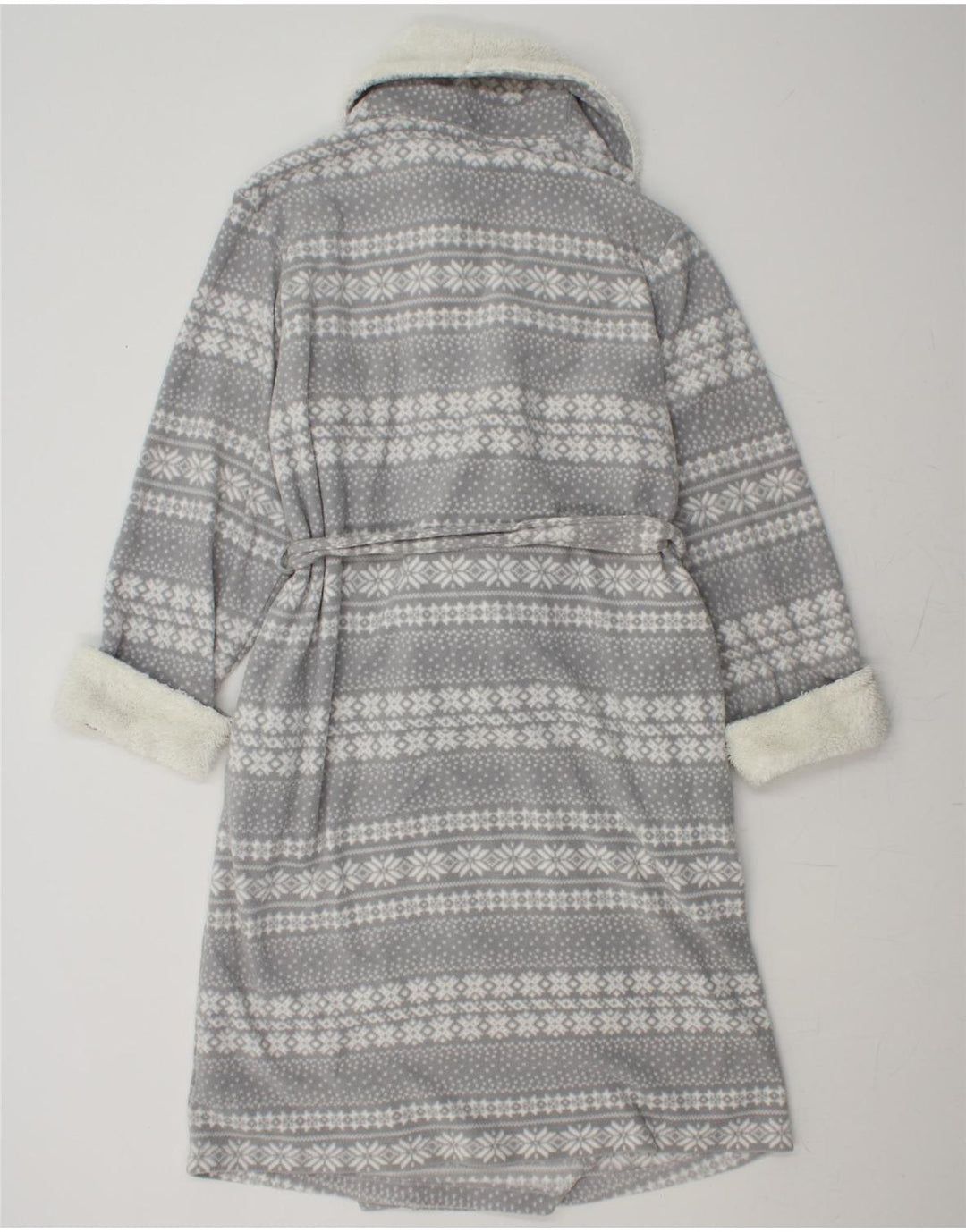 MARKS & SPENCER Womens Standard Fleece Wrap Dress UK 12/14 Medium Grey Vintage Marks & Spencer and Second-Hand Marks & Spencer from Messina Hembry 