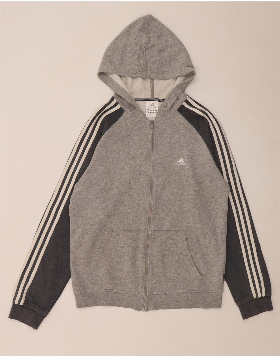 Adidas Mens Zip Hoodie Sweater Medium Grey Flecked Cotton