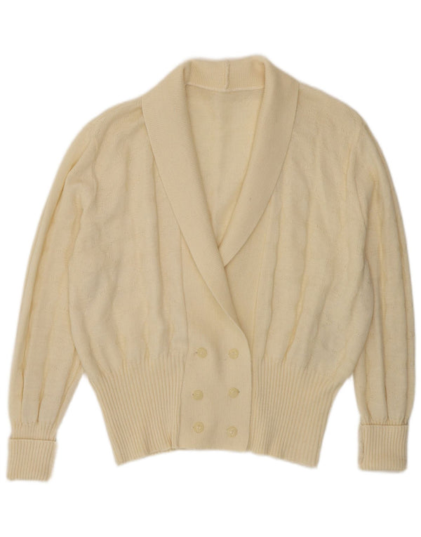 Vintage Womens Double Breasted Cardigan Sweater UK 14 Large Off White