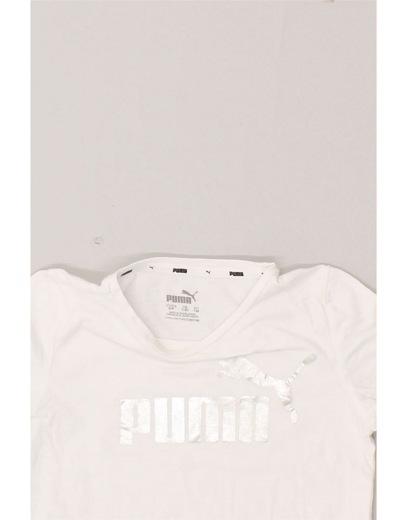 PUMA Girls Graphic T-Shirt Top 7-8 Years White Cotton Vintage Puma and Second-Hand Puma from Messina Hembry 