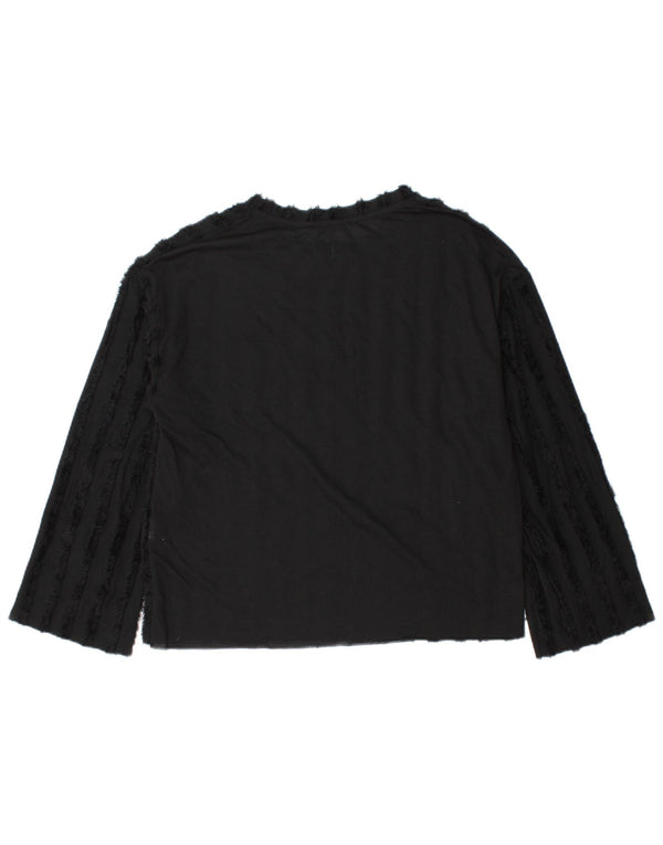 Zara Womens Long Sleeve Blouse Top UK 14 Medium Black Polyester