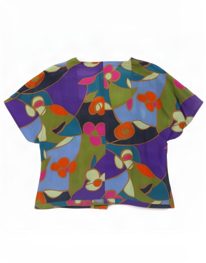 Elite Womens Short Sleeve Shirt Blouse IT 46 Large Multicoloured Acetate