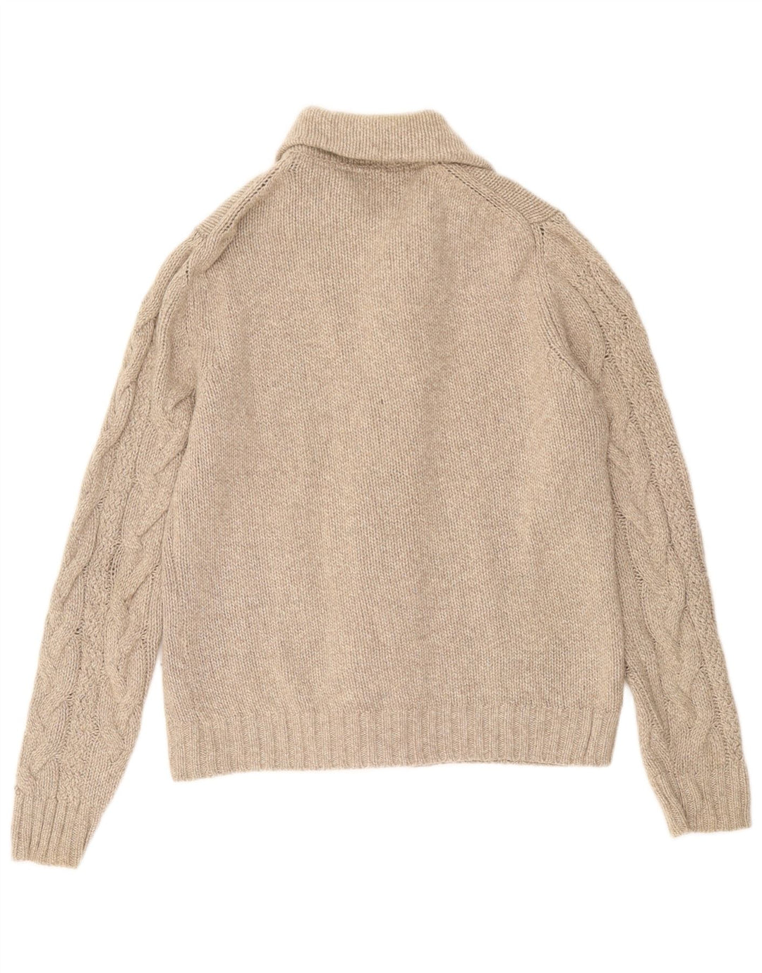 Massimo Dutti Mens Cardigan Sweater XL Beige Wool