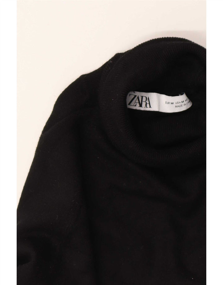 Zara Womens Roll Neck Jumper Sweater UK 14 Medium Black