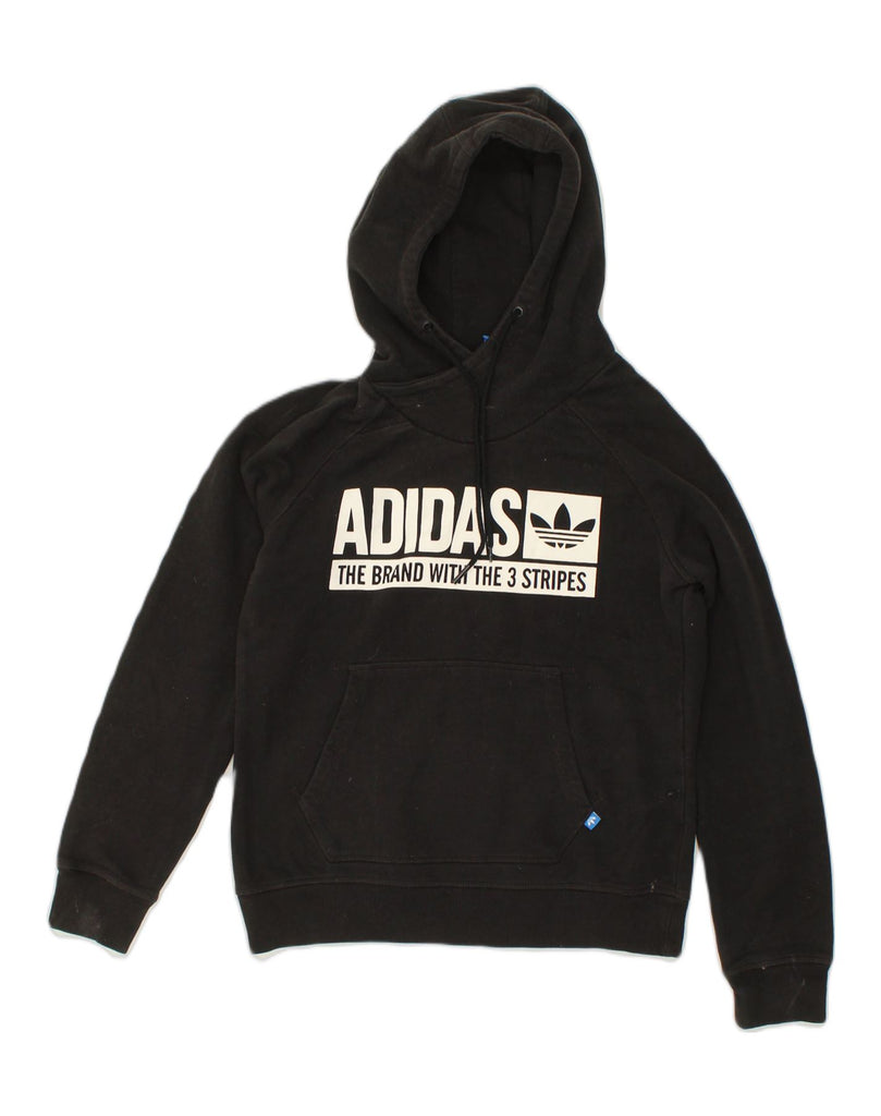 ADIDAS Womens Graphic Hoodie Jumper UK 16 Large Black Cotton | Vintage Adidas | Thrift | Second-Hand Adidas | Used Clothing | Messina Hembry 