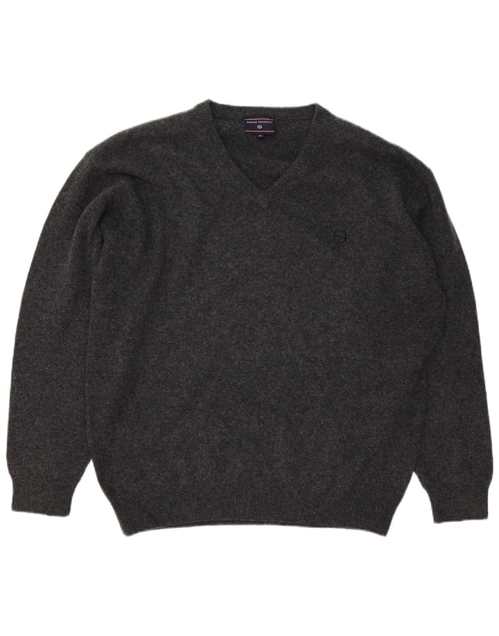 Sergio Tacchini Mens V-Neck Jumper Sweater XL Grey Wool