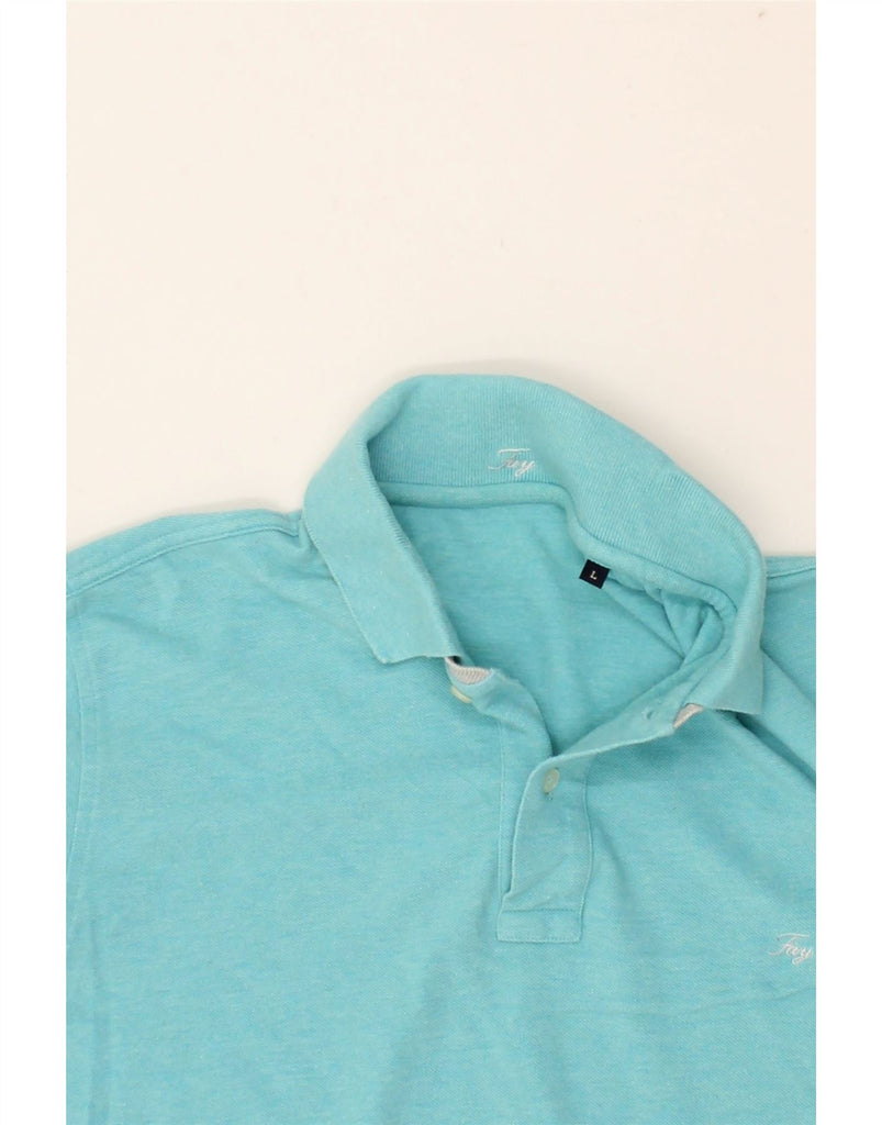 FAY Mens Polo Shirt Large Turquoise Cotton | Vintage Fay | Thrift | Second-Hand Fay | Used Clothing | Messina Hembry 