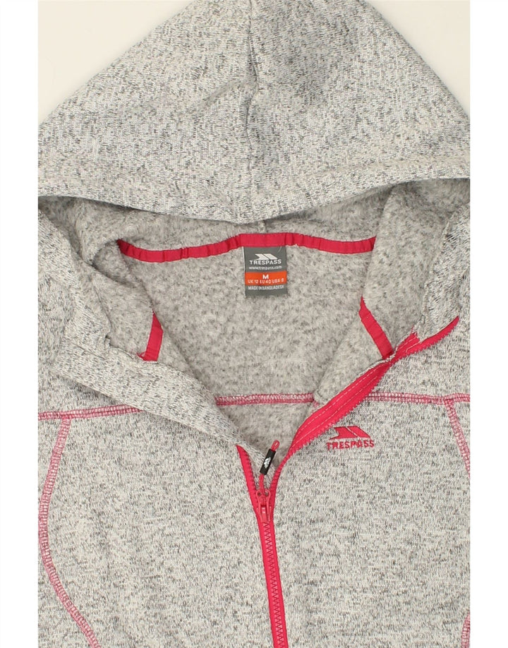 TRESPASS Womens Zip Hoodie Sweater UK 12 Medium Grey Flecked Polyester Vintage Trespass and Second-Hand Trespass from Messina Hembry 